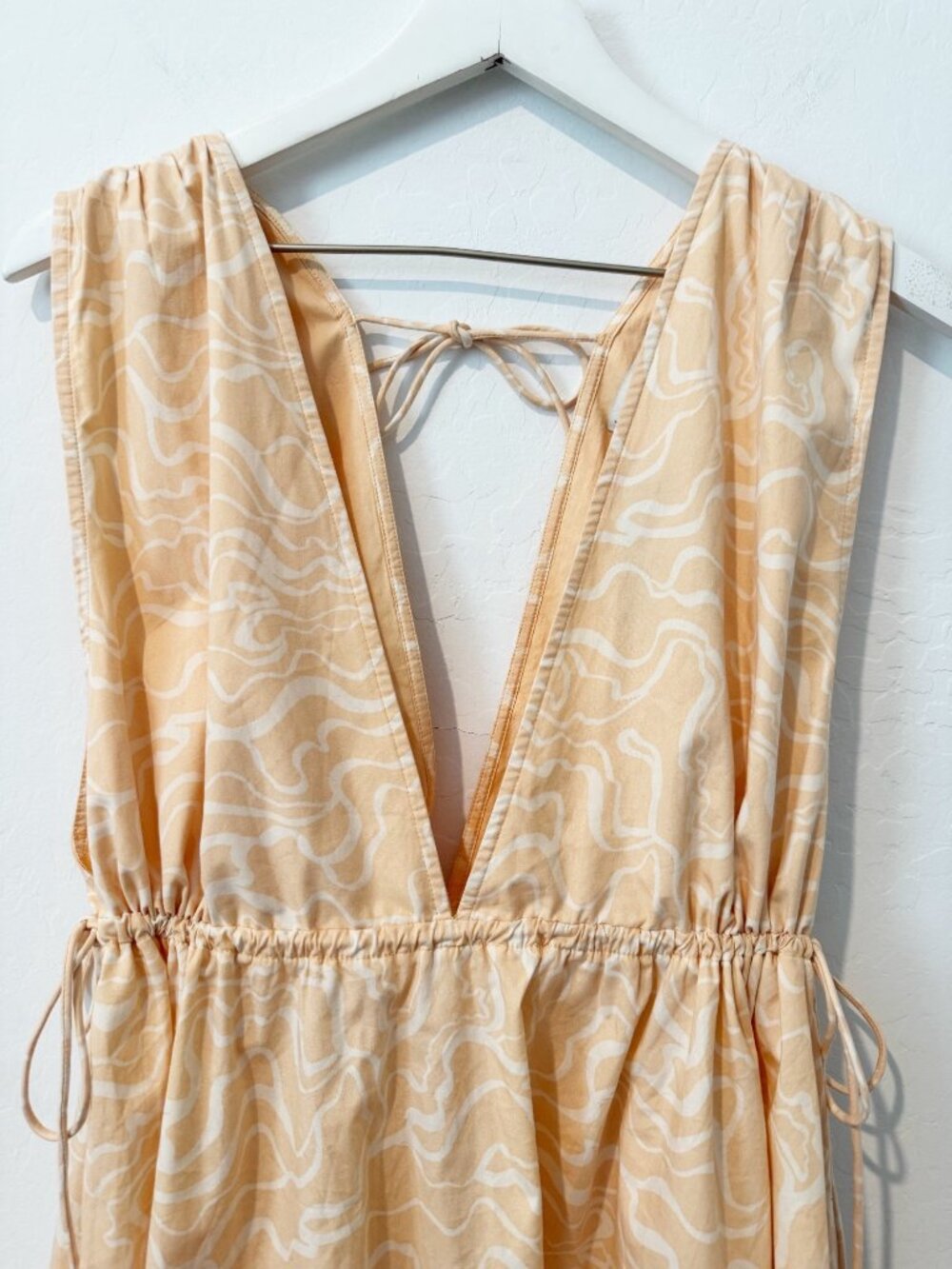 Abercrombie Babydoll Dress XL Double V Neck Swirly Vacation Boho Cottagecore - Picture 4 of 9